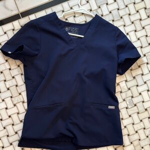 Figs Navy Casma V-Neck Scrub Top Small